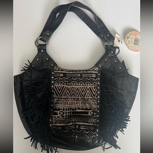 Black purse with fringe